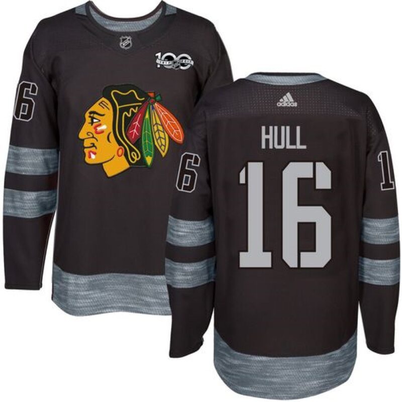 6861afb70546f_1 Blackhawks #16 Bobby Hull Black 1917-2017 100th Anniversary Stitched NHL Jersey