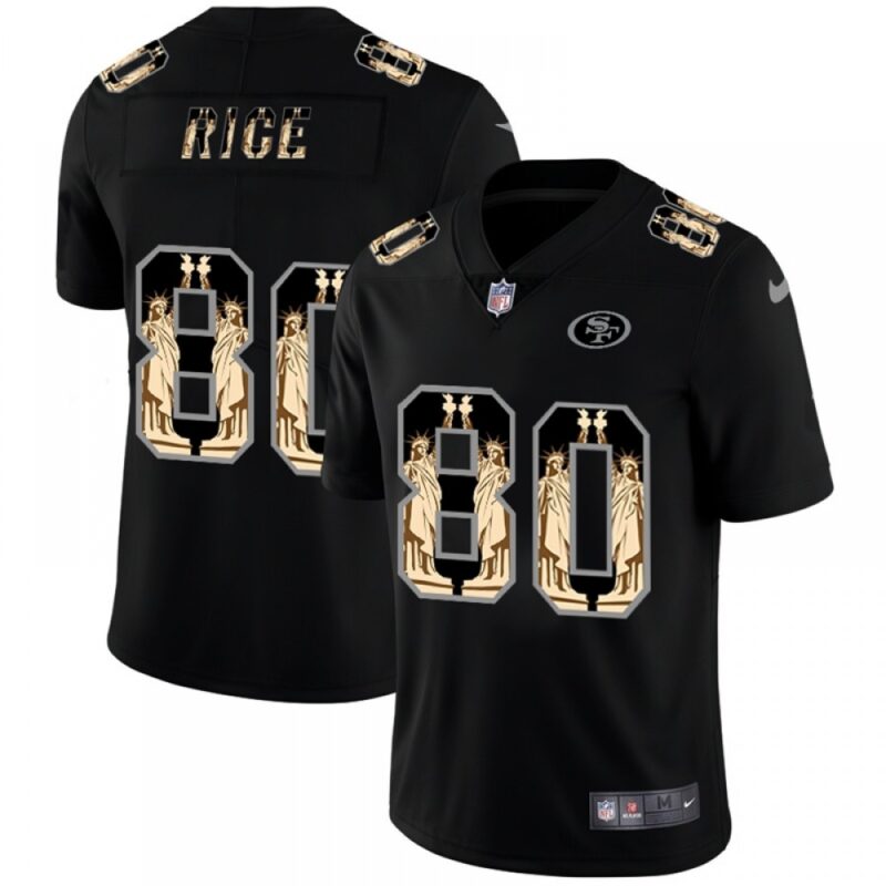 6861afd5060f9_1 Men's San Francisco 49ers #80 Jerry Rice 2019 Black Statue Of Liberty Limited Stitched NFL Jersey