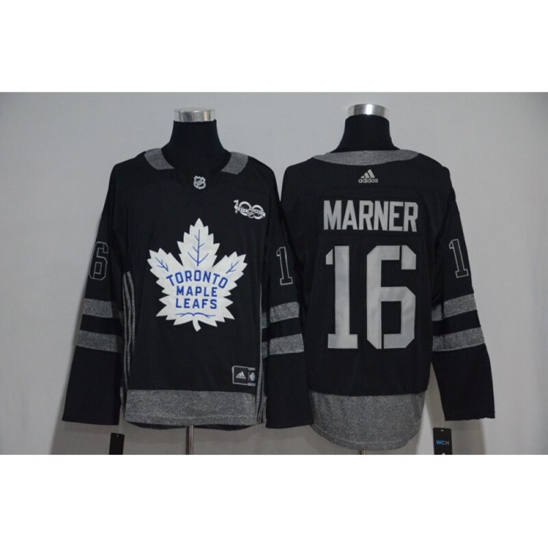 6861afd6b2b69_1 Toronto Maple Leafs #16 Mitchell Marner Black Men's 1917-2017 100th Anniversary Stitched NHL Jersey