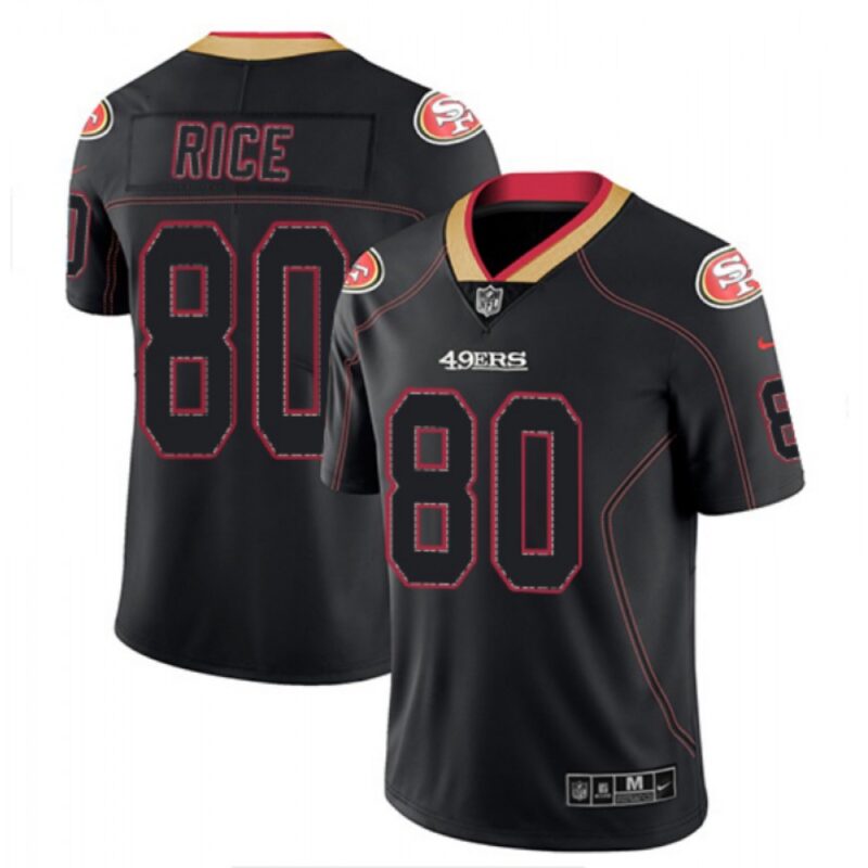 6861afd7eef98_1 Men's San Francisco 49ers #80 Jerry Rice Lights Out Black Color Rush Limited Jersey