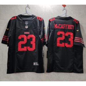 6861afe3d47b8_1 Men's San Francisco 49ers #23 Christian McCaffrey Black 2023 F.U.S.E. Vapor Untouchable Limited Stitched Football Jersey