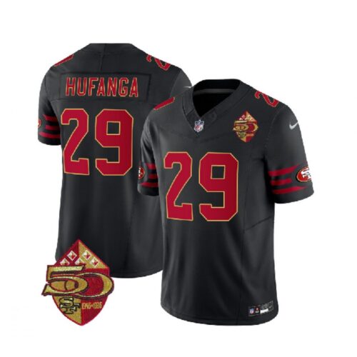 6861afe9de0ef_1 Men's San Francisco 49ers #29 Talanoa Hufanga Black 2023 F.U.S.E. 50th Patch Vapor Limited Stitched Football Jersey