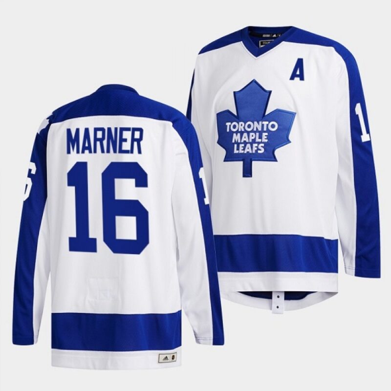 6861affd03860_1 Men's Toronto Maple Leafs #16 Mitchell Marner White Classics Primary Logo Stitched Jersey
