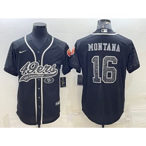 6861b00ec06b3_1 Men's San Francisco 49ers #16 Joe Montana Black Reflective With Patch Cool Base Stitched Baseball Jersey