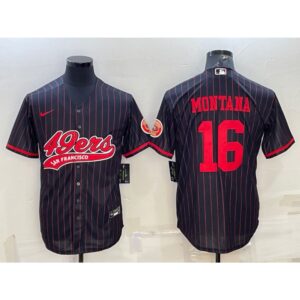 6861b01503f3f_1 Men's San Francisco 49ers #16 Joe Montana Black Cool Base Stitched Baseball Jersey