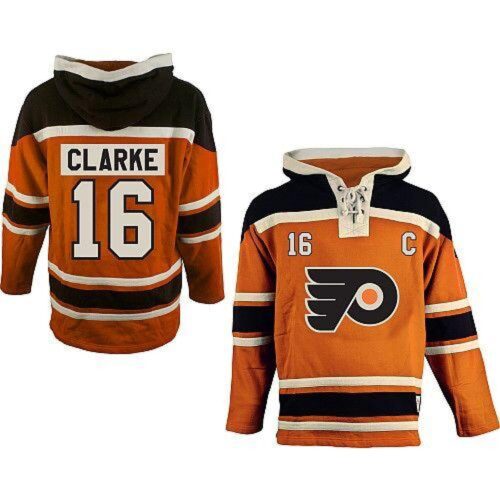 6861b02bd6a8d_1 Flyers #16 Bobby Clarke Orange Sawyer Hooded Sweatshirt Stitched NHL Jersey