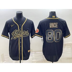 6861b037016bb_1 Men's San Francisco 49ers #80 Jerry Rice Black Gold With Patch Cool Base Stitched Baseball Jersey