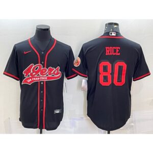6861b039e8e75_1 Men's San Francisco 49ers #80 Jerry Rice Black With Patch Cool Base Stitched Baseball Jersey