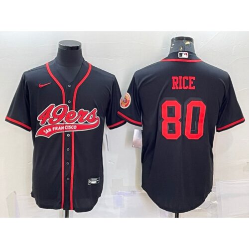 6861b039e8e75_1 Men's San Francisco 49ers #80 Jerry Rice Black With Patch Cool Base Stitched Baseball Jersey