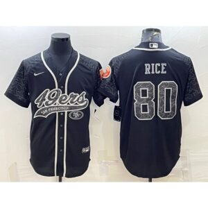 6861b03ce56ac_1 Men's San Francisco 49ers #80 Jerry Rice Black Reflective With Patch Cool Base Stitched Baseball Jersey