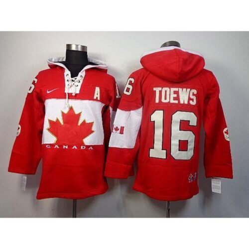 6861b04c8943c_1 Olympic CA. #16 Jonathan Toews Red Sawyer Hooded Sweatshirt Stitched NHL Jersey