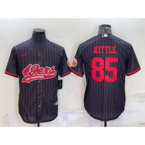 6861b051dd9b6_1 Men's San Francisco 49ers #85 George Kittle Black With Patch Cool Base Stitched Baseball Jersey
