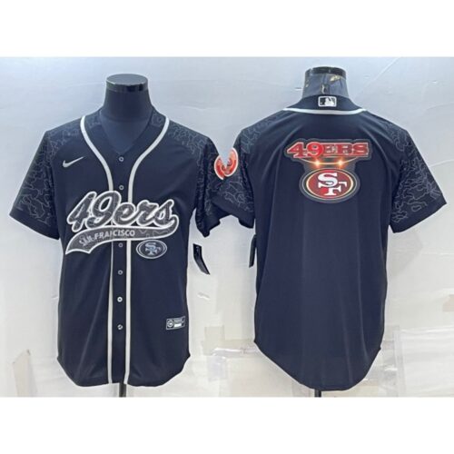 6861b064a5a66_1 Men's San Francisco 49ers Black Reflective Team Big Logo With Patch Cool Base Stitched Baseball Jersey