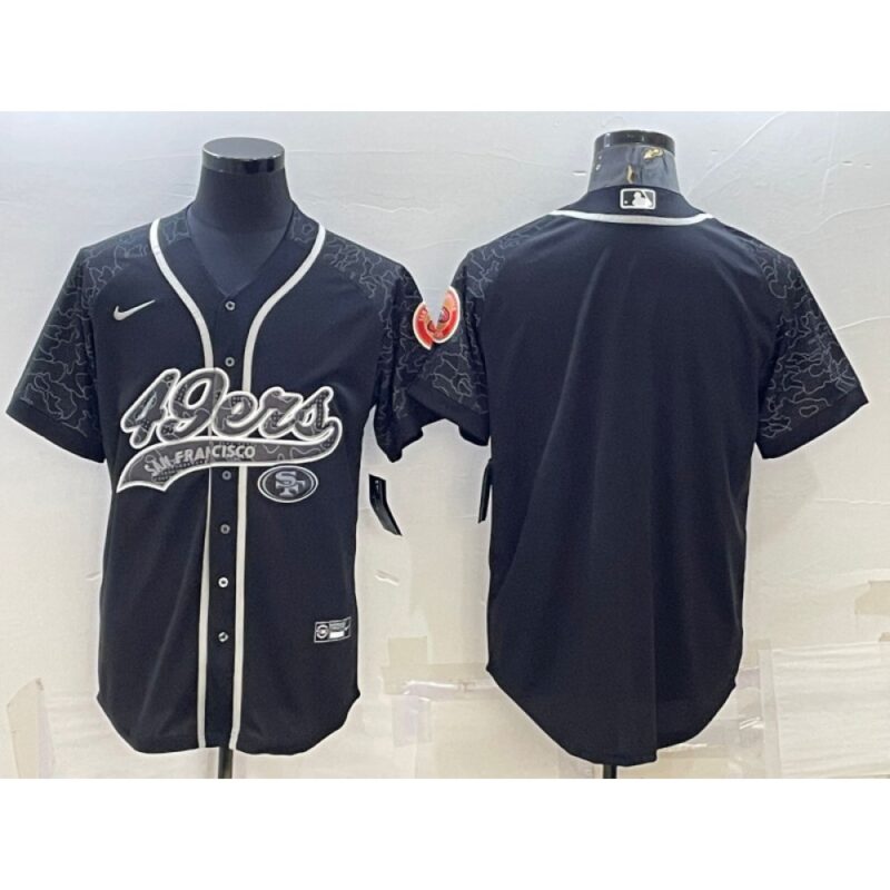 6861b06781cfd_1 Men's San Francisco 49ers Blank Black Reflective With Patch Cool Base Stitched Baseball Jersey