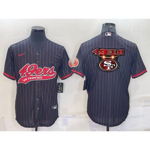 6861b06a6cfe4_1 Men's San Francisco 49ers Team Big Logo Black With Patch Cool Base Stitched Baseball Jersey
