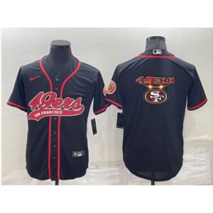 6861b07628bb7_1 Men's San Francisco 49ers Black Team Big Logo With Patch Cool Base Stitched Baseball Jersey