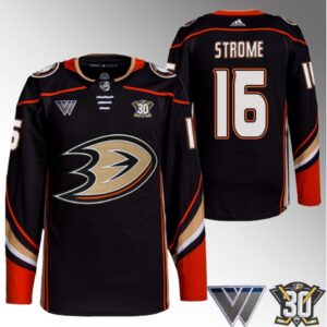 6861b08269650_1 Men's Anaheim Ducks #16 Ryan Strome Black 30th Anniversary Stitched Jersey
