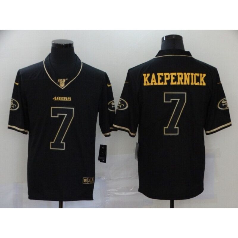6861b0a09585a_1 Men's San Francisco 49ers #7 Colin Kaepernick Black Golden Edition Stitched Jersey