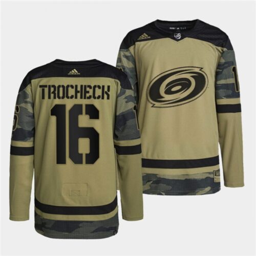 6861b0a4d2cf0_1 Men's Carolina Hurricanes #16 Vincent Trocheck 2022 Camo Military Appreciation Night Stitched Jersey