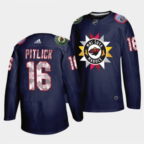 6861b0ae1873c_1 Men's Minnesota Wild #16 Rem Pitlick 2021/22 Navy Native American Heritage Day Stitched Jersey