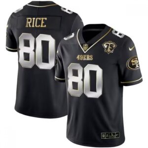 6861b0af7cf06_1 Men's San Francisco 49ers #80 Jerry Rice Black Gold Edition With 75th Anniversary Patch Stitched Jersey