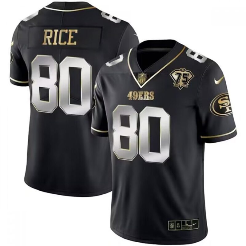 6861b0af7cf06_1 Men's San Francisco 49ers #80 Jerry Rice Black Gold Edition With 75th Anniversary Patch Stitched Jersey