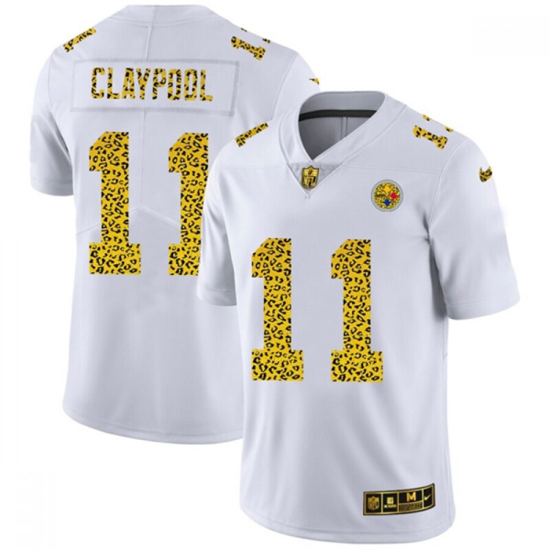6861b0f9b8628_1 Men's Pittsburgh Steelers #11 Chase Claypool 2020 White Leopard Print Fashion Limited Stitched Jersey
