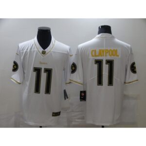 6861b0ff72db8_1 Men's Pittsburgh Steelers #11 Chase Claypool 2020 White Gold Limited Stitched Jersey