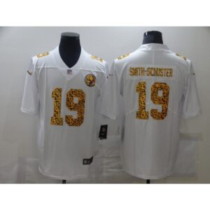 6861b11a6f13c_1 Men's Pittsburgh Steelers #19 JuJu Smith-Schuster 2020 White Leopard Print Fashion Limited Stitched Jersey