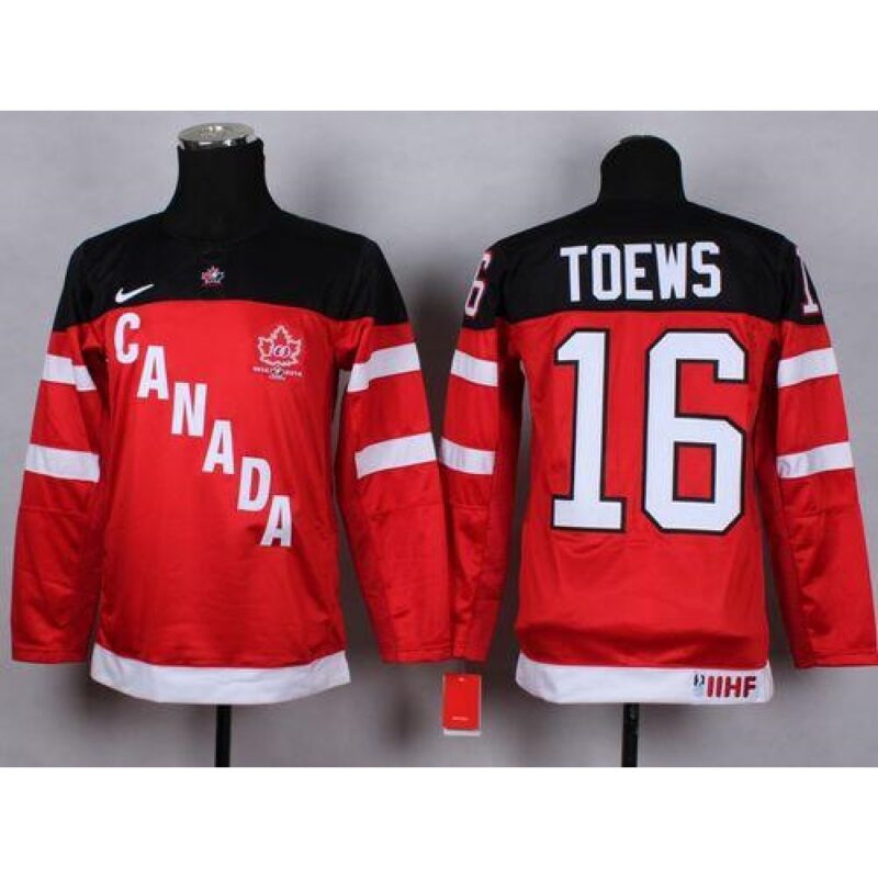 6861b14c92f4e_1 Team Canada #16 Jonathan Toews Red 100th Anniversary Stitched Youth NHL Jersey