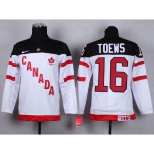 6861b1529bf65_1 Team Canada #16 Jonathan Toews White 100th Anniversary Stitched Youth NHL Jersey