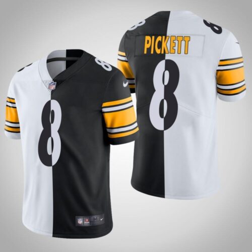 6861b167e95e6_1 Men's Pittsburgh Steelers #8 Kenny Pickett White/Black Split Limited Stitched Jersey