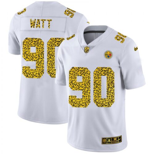 6861b179709da_1 Men's Pittsburgh Steelers #90 T. J. Watt 2020 White Leopard Print Fashion Limited Stitched Jersey