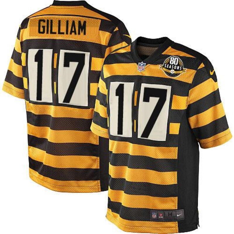 6861b19d5d0ba_1 Steelers #17 Joe Gilliam Yellow/Black Alternate Men's Stitched NFL 80TH Throwback Elite Jersey