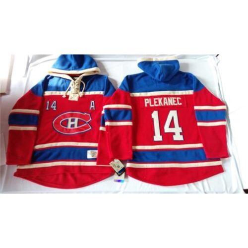 6861b1e5e0a14_1 Canadiens #14 Tomas Plekanec Red Sawyer Hooded Sweatshirt Stitched NHL Jersey