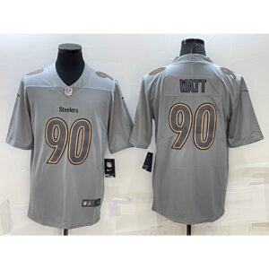 6861b201f059a_1 Men's Pittsburgh Steelers #90 T.J. Watt Grey Atmosphere Fashion Stitched Jersey