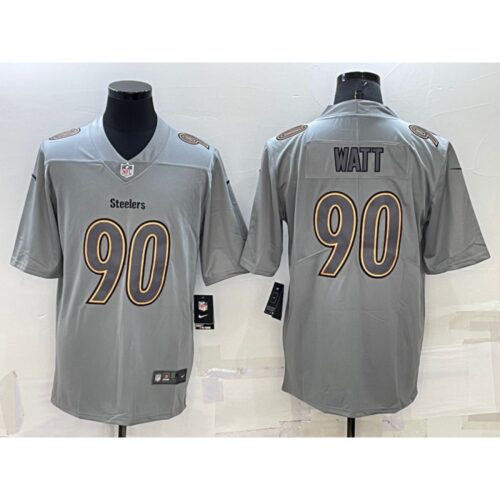 6861b201f059a_1 Men's Pittsburgh Steelers #90 T.J. Watt Grey Atmosphere Fashion Stitched Jersey
