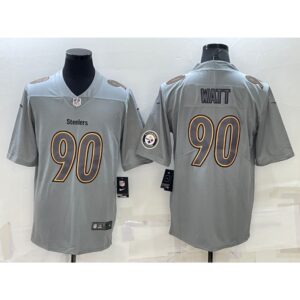 6861b20515090_1 Men's Pittsburgh Steelers #90 T.J. Watt Grey With Patch Atmosphere Fashion Stitched Jersey
