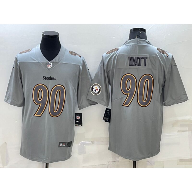 6861b20515090_1 Men's Pittsburgh Steelers #90 T.J. Watt Grey With Patch Atmosphere Fashion Stitched Jersey