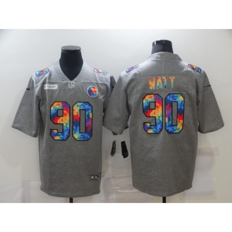 6861b20debbf4_1 Men's Pittsburgh Steelers #90 T. J. Watt 2020 Grey Crucial Catch Limited Jersey