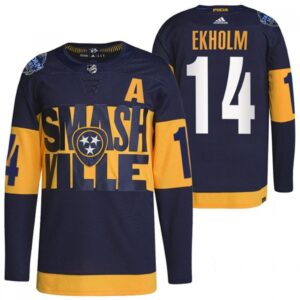 6861b214e55b6_1 Men's Nashville Predators #14 Mattias Ekholm 2022 Navy Stadium Series Breakaway Player Stitched Jersey