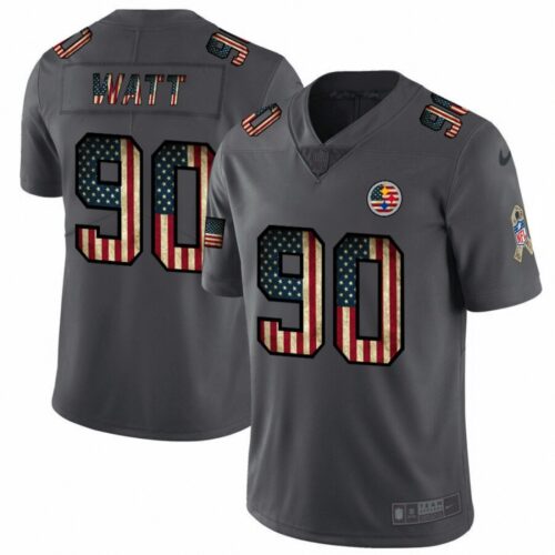 6861b216eb982_1 Men's Pittsburgh Steelers #90 T. J. Watt Grey 2019 Salute To Service USA Flag Fashion Limited Stitched NFL Jersey