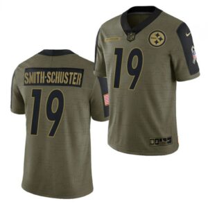 6861b229266b7_1 Men's Pittsburgh Steelers #19 JuJu Smith-Schuster 2021 Olive Salute To Service Limited Stitched Jersey