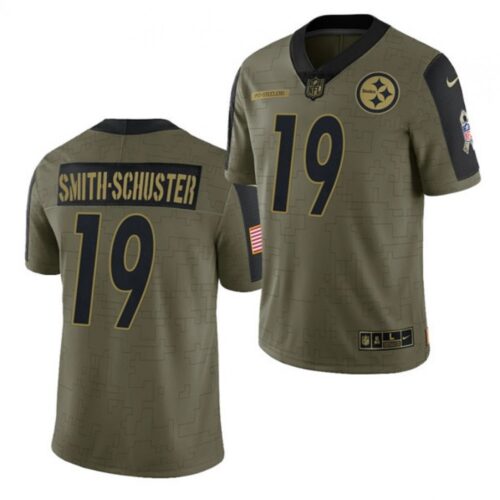 6861b229266b7_1 Men's Pittsburgh Steelers #19 JuJu Smith-Schuster 2021 Olive Salute To Service Limited Stitched Jersey
