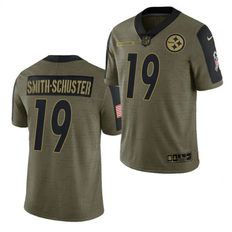 6861b229266b7_1 Men's Pittsburgh Steelers #19 JuJu Smith-Schuster 2021 Olive Salute To Service Limited Stitched Jersey