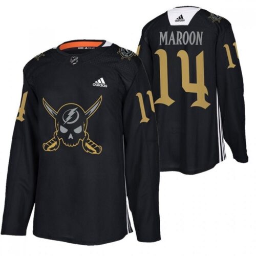6861b22eee07e_1 Men's Tampa Bay Lightning #14 Pat Maroon Black Gasparilla inspired Pirate-themed Warmup Stitched Jersey