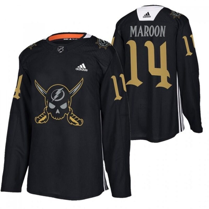 6861b22eee07e_1 Men's Tampa Bay Lightning #14 Pat Maroon Black Gasparilla inspired Pirate-themed Warmup Stitched Jersey