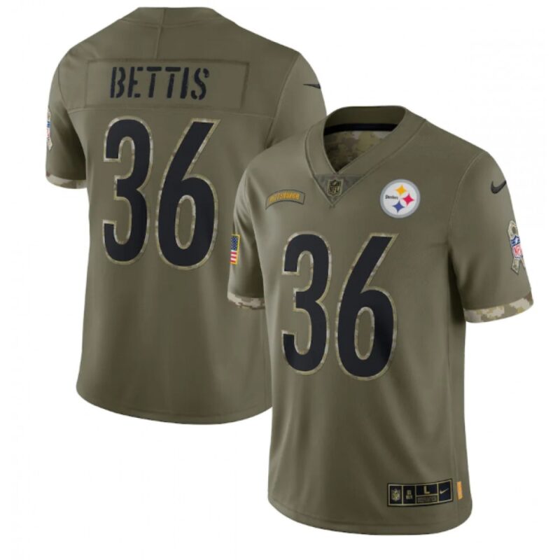 6861b2446317c_1 Men's Pittsburgh Steelers #36 Jerome Bettis Olive 2022 Salute To Service Limited Stitched Jersey