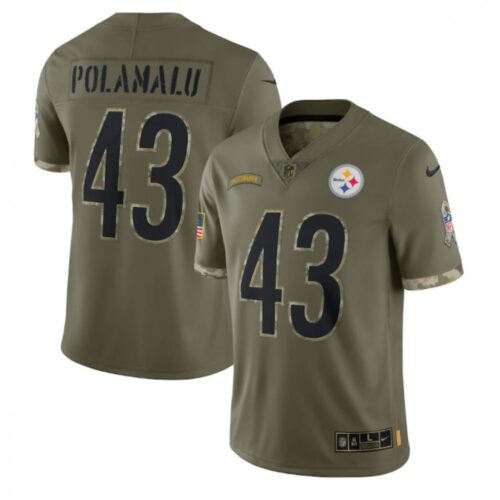 6861b24a4b231_1 Men's Pittsburgh Steelers #43 Troy Polamalu Olive 2022 Salute To Service Limited Stitched Jersey