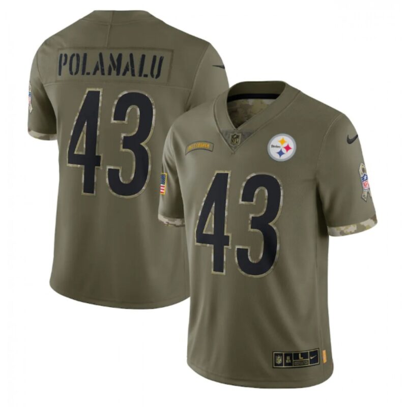 6861b24a4b231_1 Men's Pittsburgh Steelers #43 Troy Polamalu Olive 2022 Salute To Service Limited Stitched Jersey